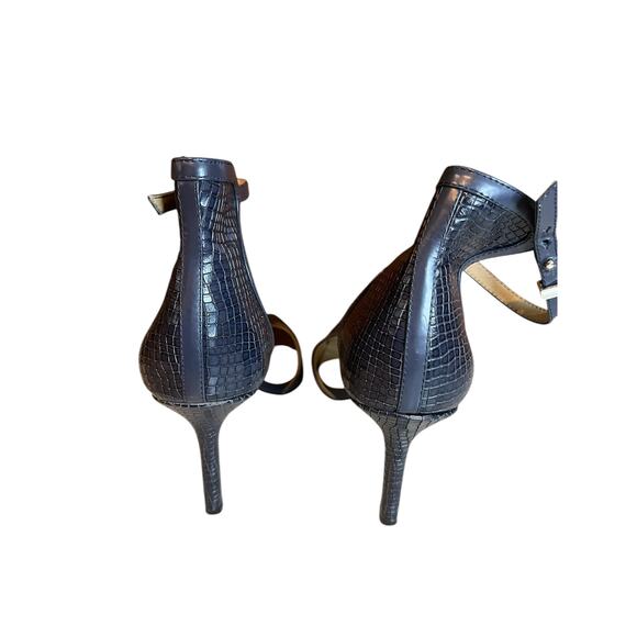 Ann Taylor Leather Snake Embossed Ankle Strap Heels Blue 8.5 - Picture 7 of 8